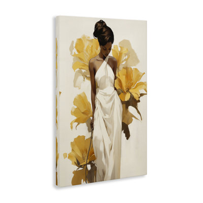 «Elegant Woman with Flowers», art mural sur toile par Raymond Powers