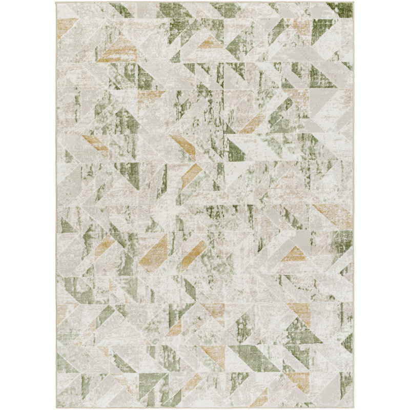 Tapis vert à motif abstrait Pyburn, Rectangle 5 pi 3 po x 7 pi