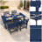 5-Piece All-Weather HDPE Outdoor Dining Set with 70.9" Rectangular Table, Umbrella Hole and 4 Armchairs-1397900754-1397900753