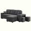 Canapé-lit modulaire avec tablette latérale et 2 tabourets-795253986