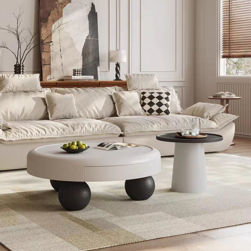 Table basse ronde de style crème moderne