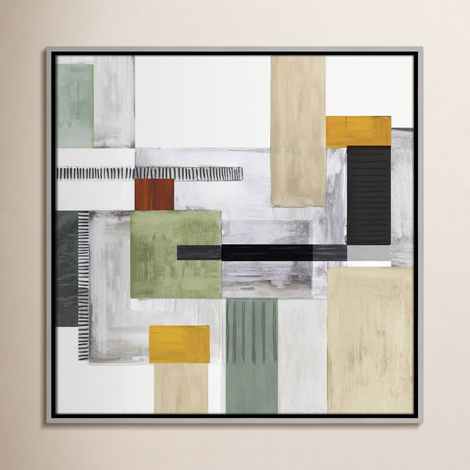 Playful Blocks Print, 25.5" H x 25.5" W x 2" D, Silver Floater Framed