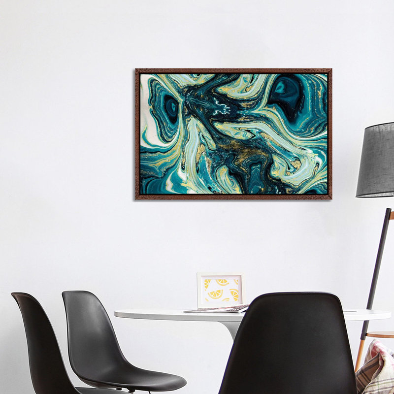 Spacetime - Print on Canvas, 66.04cm H x 101.6cm W x 3.81cm D, Classic Brown Wood Framed