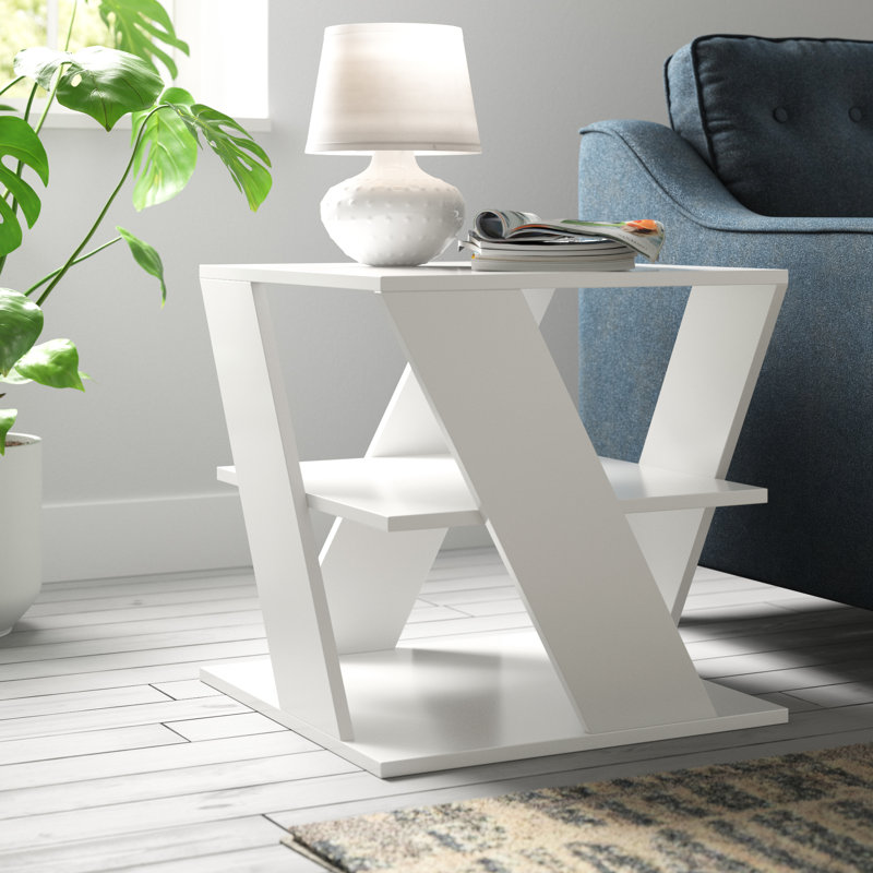 Cateline Side Table with Storage, White