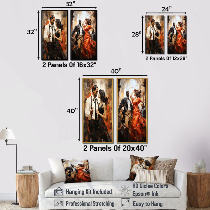 Ensemble de salon Tango Dance Elegance - Dance, H 28 po x l 25 po, Toile tendue