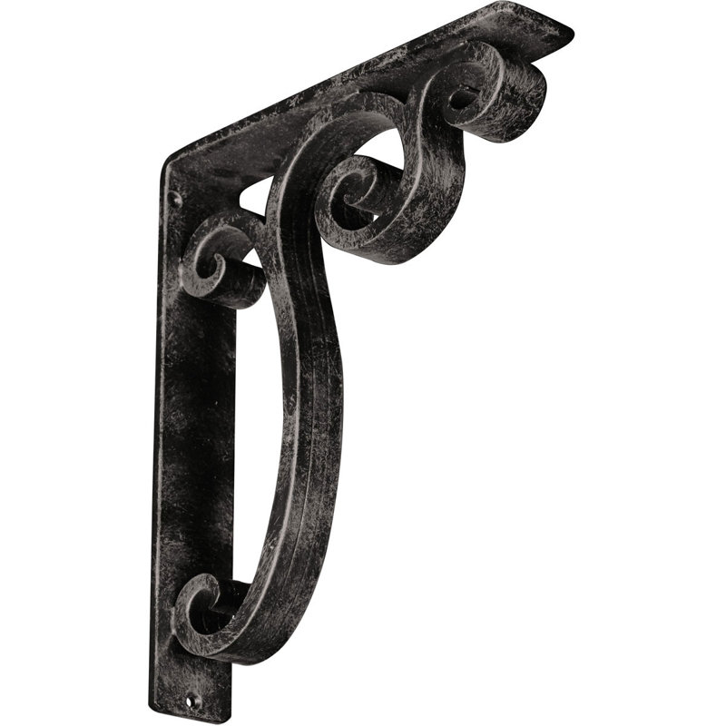 2"W x 10"D x 12"H Avery Wrought Iron Bracket, (Triple centre brace), Antiqued Warm Silver, Antiqued Warm Silver