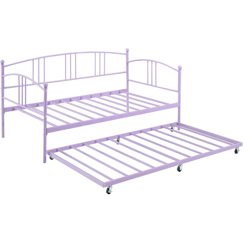 Twin Daybed – Purple, Roll-Out Trundle, Easy Setup