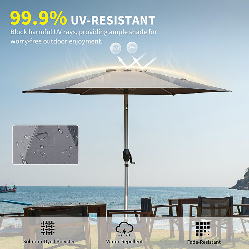 Parasol de patio 7,5 pi, Gris