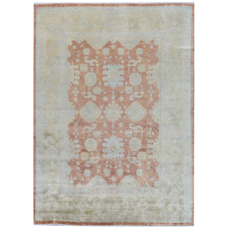Tapis rouille et beige noué à la main de haute qualité