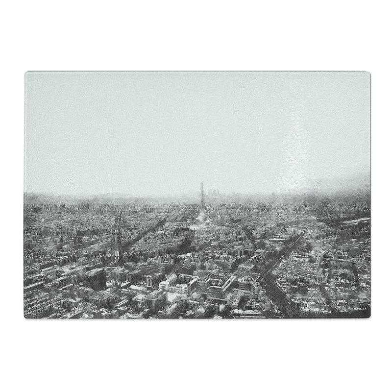 Tempered Glass Paris Skyline Chopping Board, 28.5 cm x 39 cm