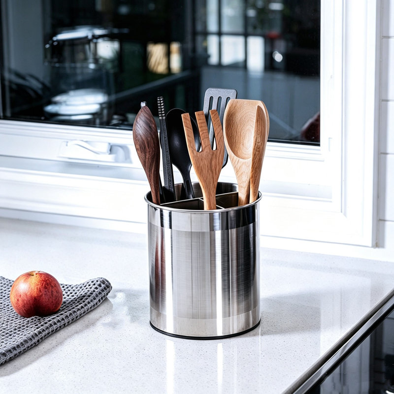 Stainless Steel Round Utensil Crock
