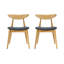Ensemble de 2 chaises rétro en bois d'hévéa avec dossier et coussins ergonomiques-7553717-7553713
