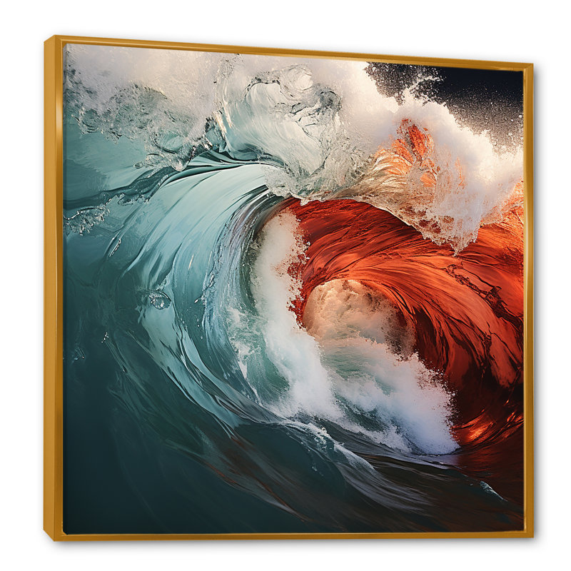 «Green Green Wave», impression sur toile, H 36 po x l 36 po x P 1,5 po, Cadre flottant doré