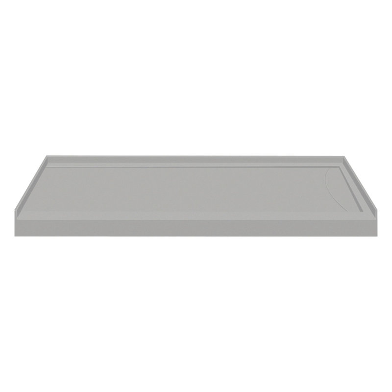 Transolid 60-in x 36-in Cast Solid Surface Shower Base with Linear Concealed, Right,  Concrete
