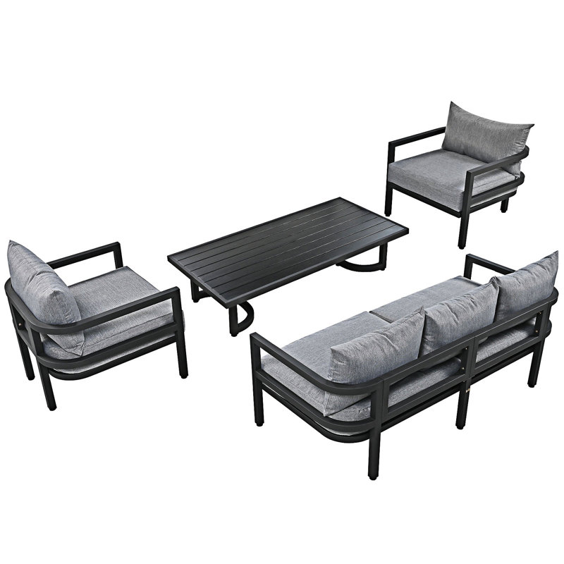Ensemble de canapé d'extérieur multi-personnes, Gris clair