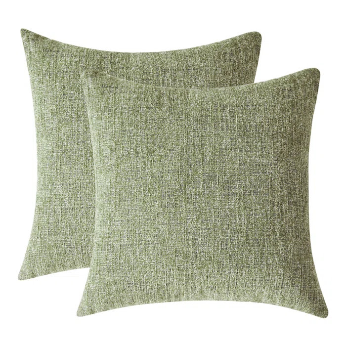 Housse de coussin en chenille 18 po, Vert, H 18 po x l 18 po x P 1 po, Housse de coussin seulement - sans coussin