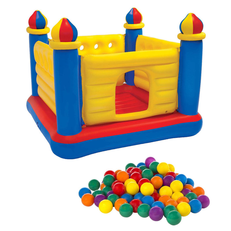 Intex Inflatable Jump O Lene Ball Pit Outdoor Castle Bouncer w/ 100 Play Balls