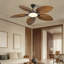 Ventilateur de plafond 52 po avec pales et feuilles tropicales brun noyer avec lumière DEL et télécommande