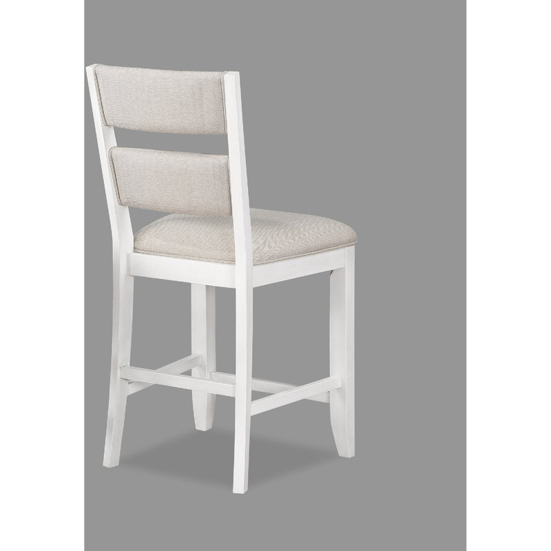 Chaises de salle à manger rembourrées blanches et crème à hauteur de comptoir avec 2 sièges d'appoint pour la maison, Blanc