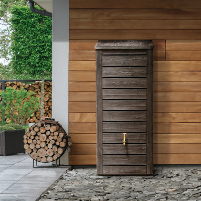 Union Rustic 230L Polyethylene Plastic Rain Barrel and Hose