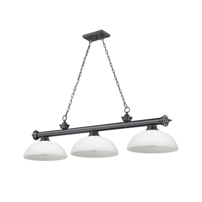 Billard 3 lumières Annaleisa, Bronze plaqué, Opale mat