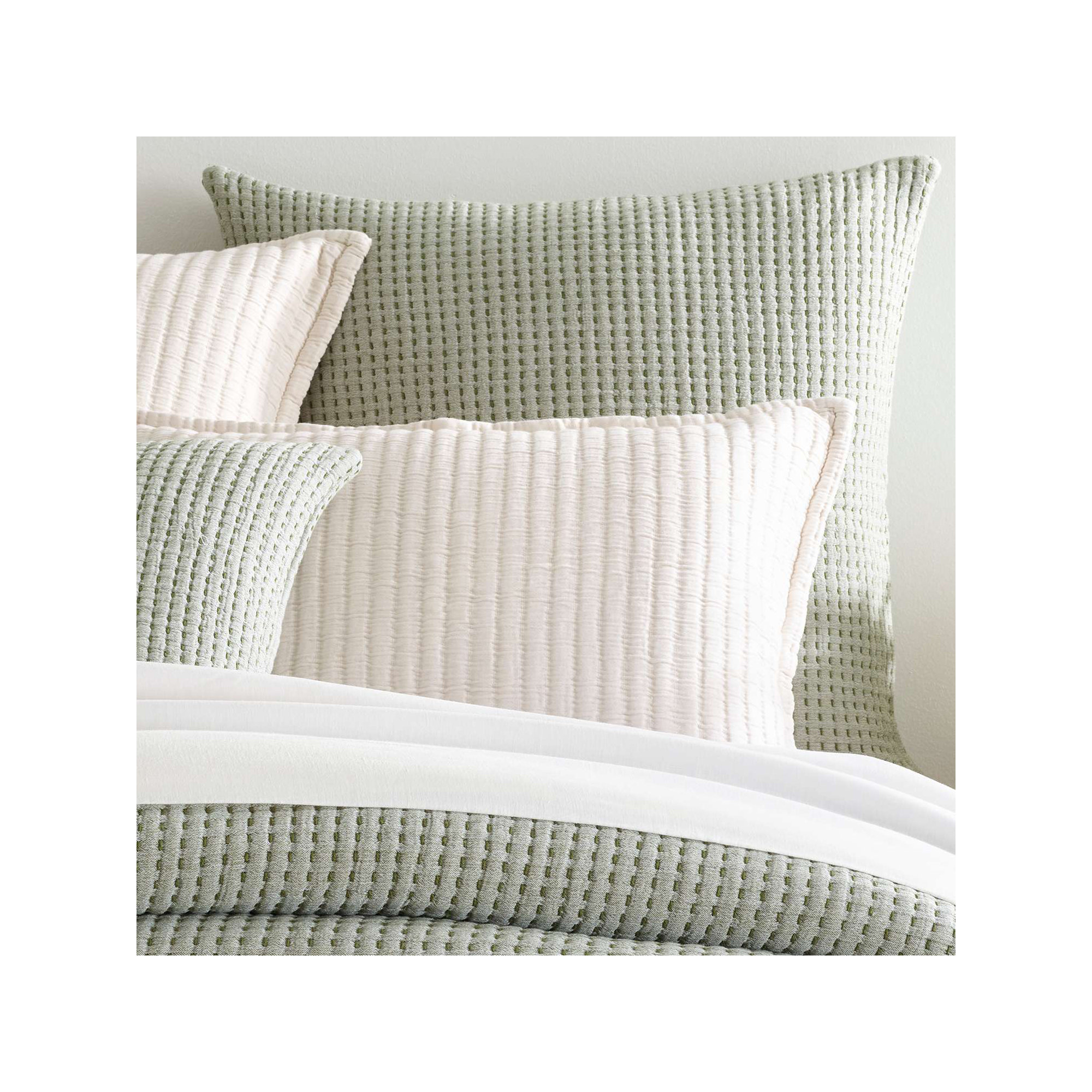 Pick Stitch Matelasse Sham, Evergreen, Euro