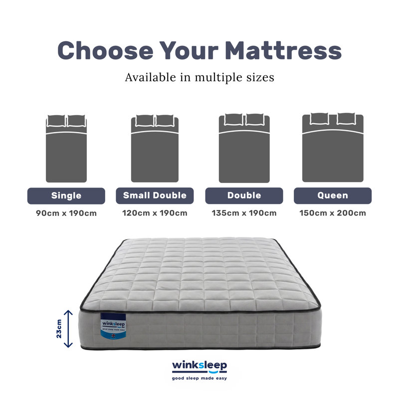 Adaptive Hybrid Pocket Spring Mattress with Cooling Gel Foam, 4ft6 Double (190 x 137 x 23 cm)