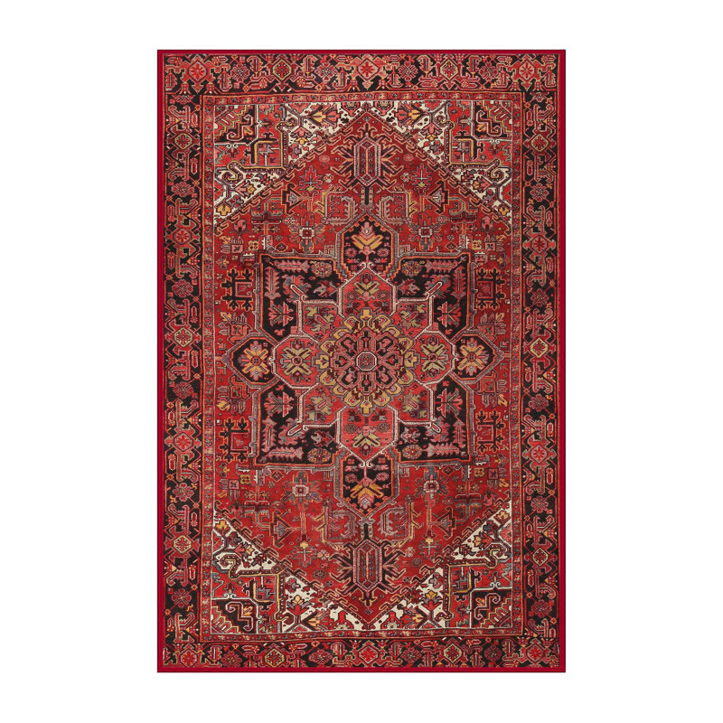Tapis à motif oriental rouge / noir, null
