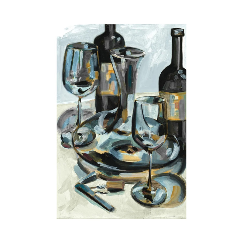 Wine with Dinner 1 Piece Wrapped Canvas Wall Art, 20.32 cm H x 30.48 cm W
