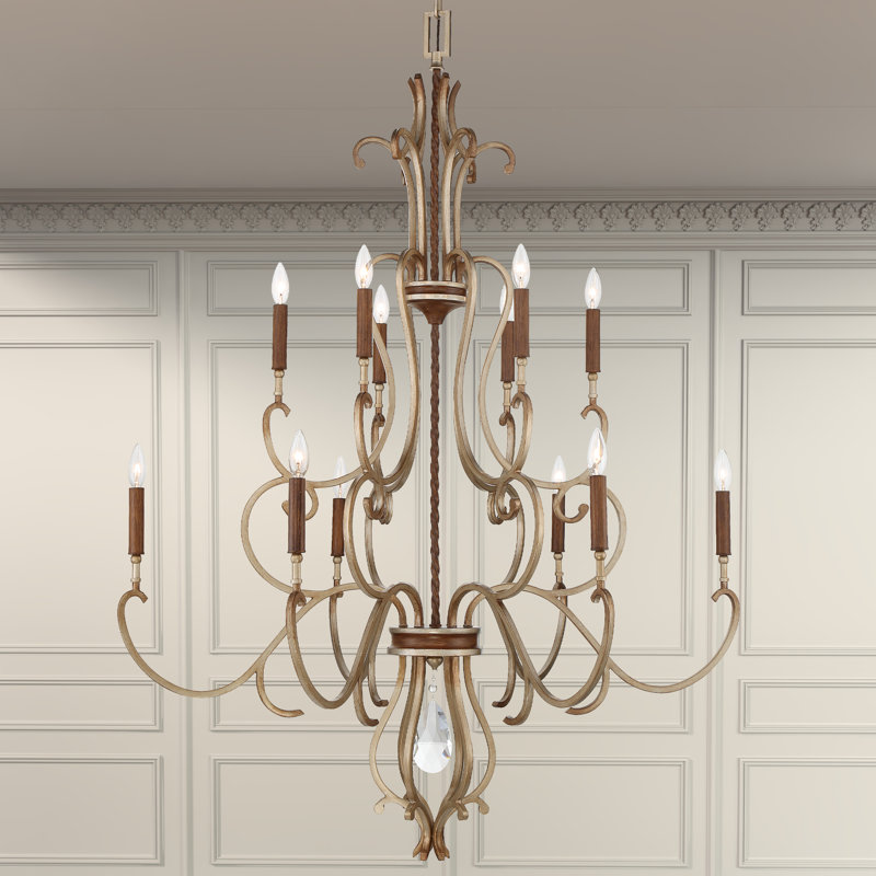 Raven Bronze and Gold 10-Light Dimmable Chandelier with Clear Glass Shades
