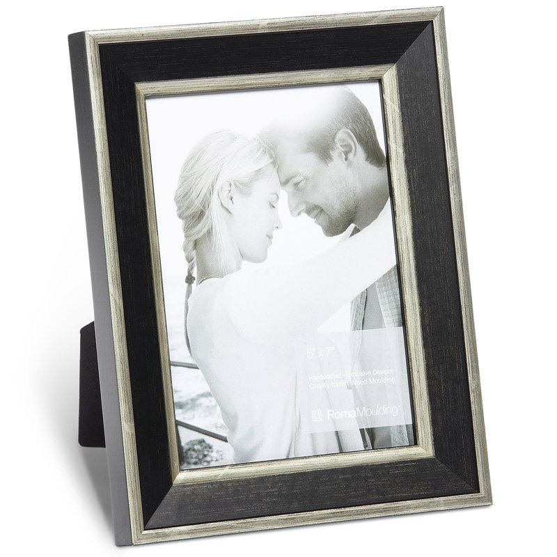 Cadre photo en bois, Noir / argent, 4 po x 6 po