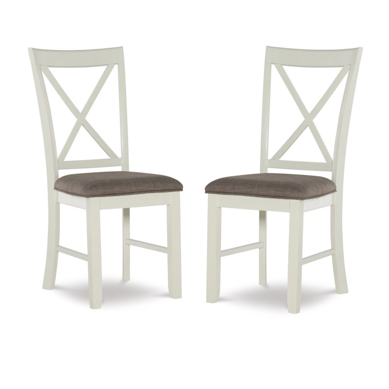 Chaise d'appoint rembourrée en bois massif Atiqa, Taupe
