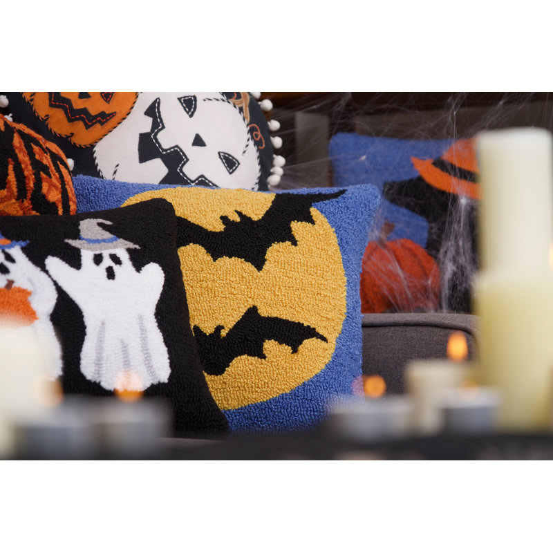 Witch Moonlight Halloween Hooked Throw Pillow 16" x 16"