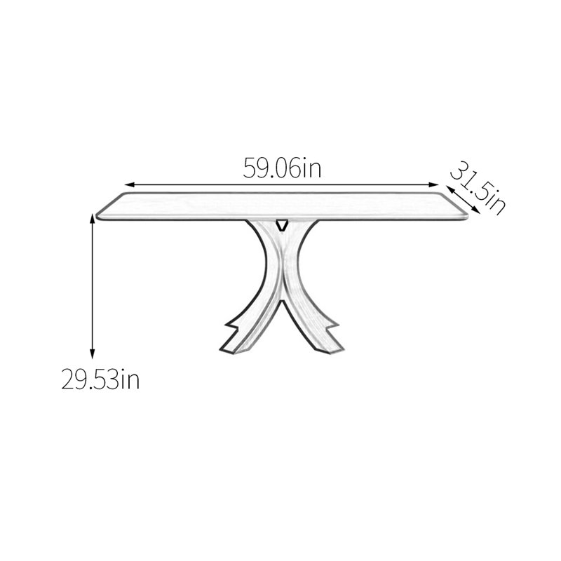 Table de salle à manger Smooth Beauty, Taupe, H 29,53 po x L 59,06 po x l 31,5 po, Gris