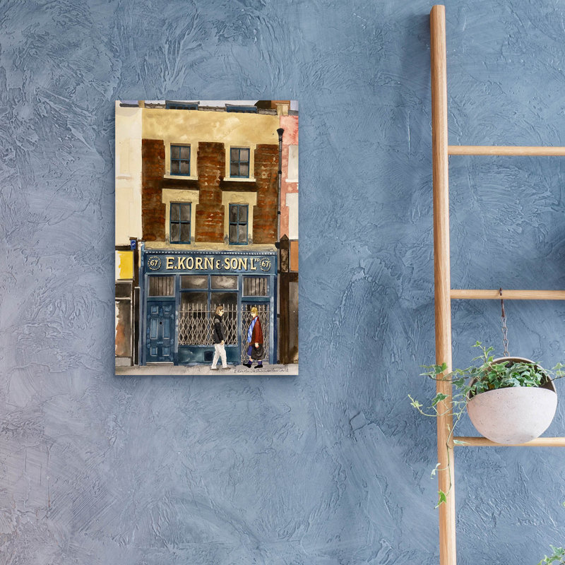 Art mural en verre acrylique épique «E Korn And Son Whitechapel London» par Gale Pitt, 16 po x 24 po