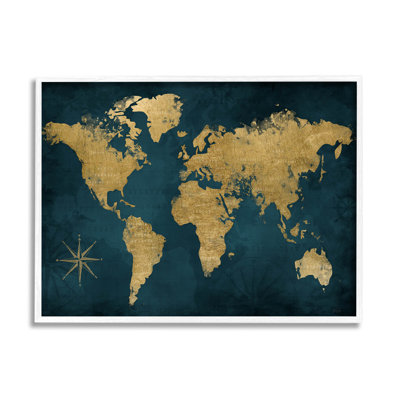 " Blue Compass Pattern Map " by Natalie Carpentieri Painting Print