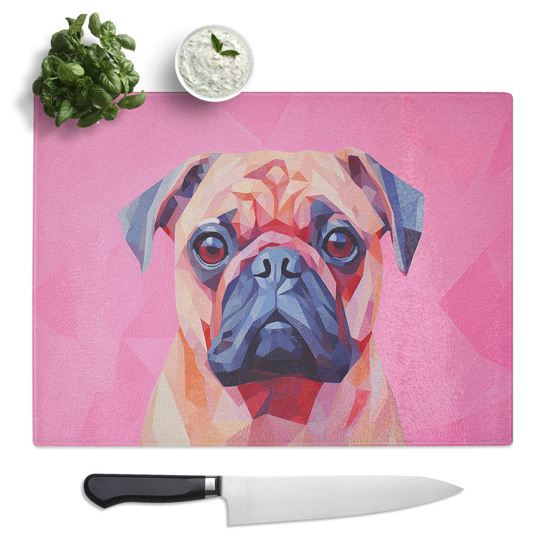 Pug Minimalism  Glass Chopping Board