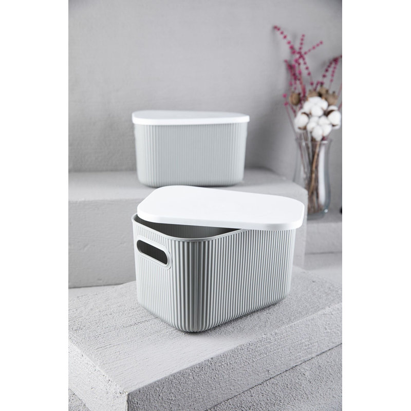 Boîte de rangement en plastique durable, gris, 10,6 x 6,5 x 7,4 pouces | Matériau empilable 100% sans BPA | Idéal pour organiser la maison, le bureau ou le garage - Solution compacte pour tous vos besoins de rangement