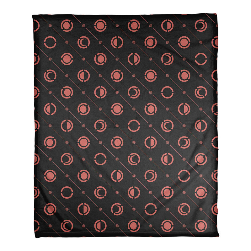 Couverture polaire moon phases, l 60 po x L 80 po, Noir / rouge