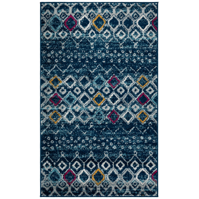 Aird Performance Southwestern Rug, Rectangle 3' x 5', Navy/Turquoise