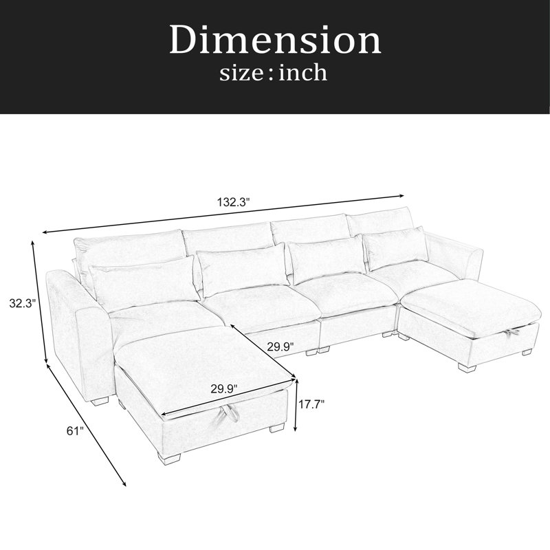 Canapé d'angle modulaire en U avec deux repose-pieds, idéal pour les salons, les études, les cinémas maison et plus encore.