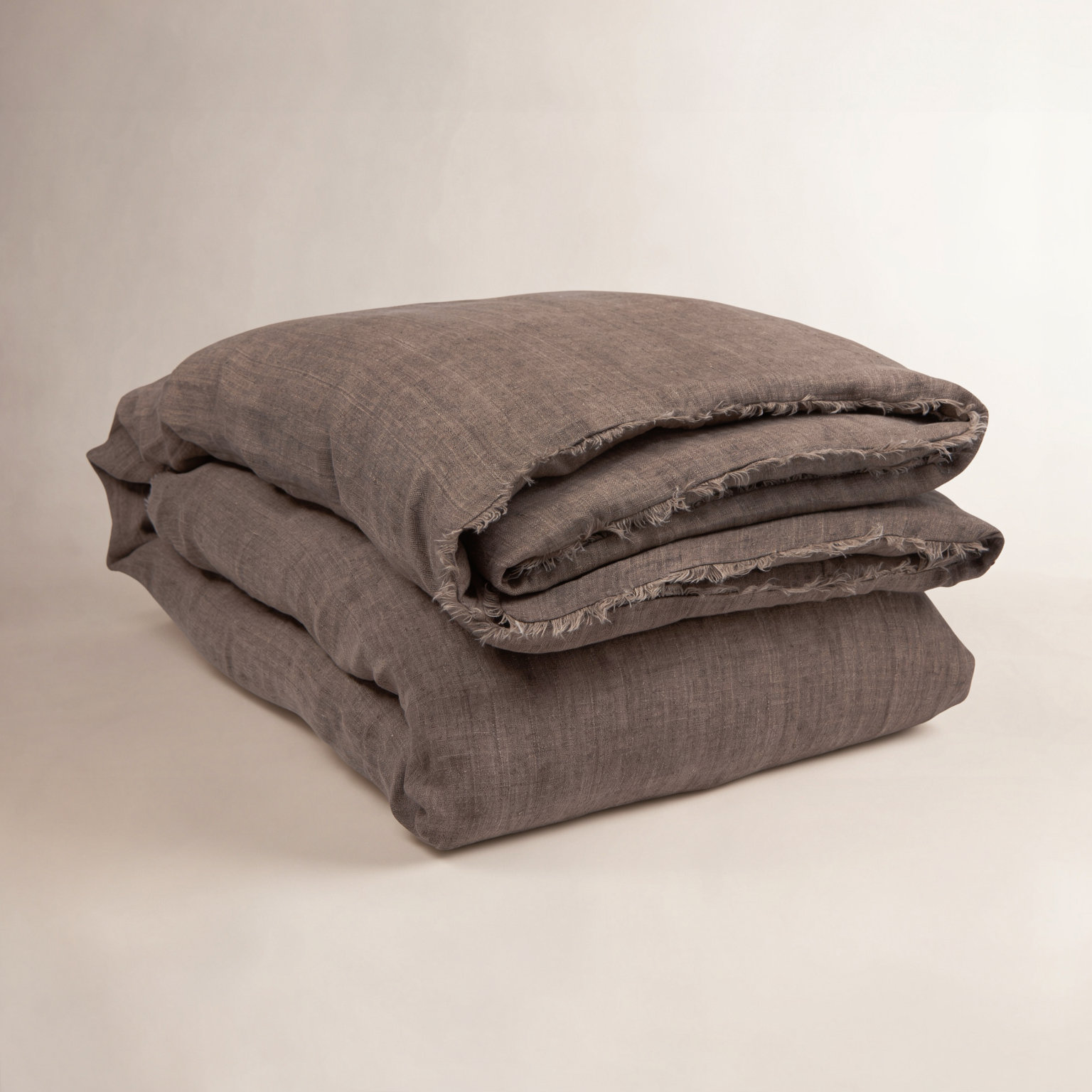 Hunter Handwoven Linen Duvet Cover Set, Walnut, King Duvet Cover