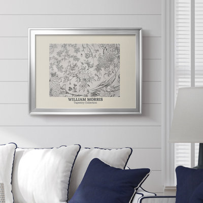 Dessin au trait floral (reproduction de la tapisserie) -William Morris-Toile tendue avec châssis-c. Fin du 19e siècle (original)