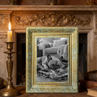 Cadre photo antique doré raffiné pour photos et cadeaux de 11 po x 14 po