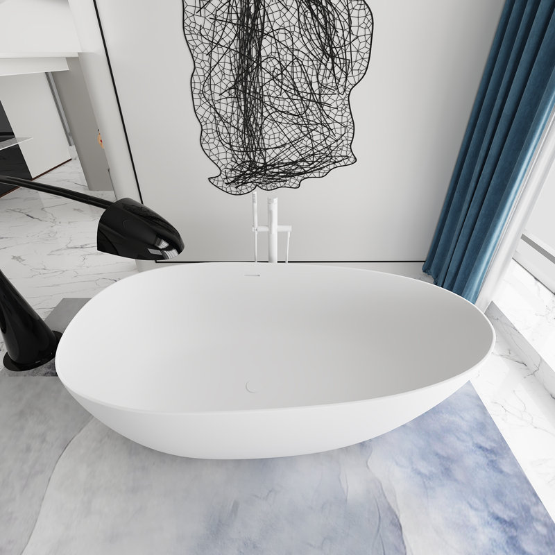 Baignoire de trempage autoportante à surface solide L 67 po x l 34 po