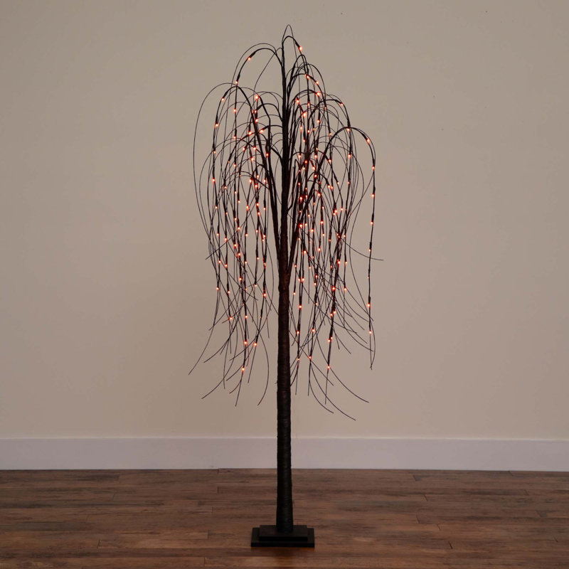 6 pi Arbre de Noël artificiel pré-éclairé avec 160 lumières à DEL orange et mauve Halloween