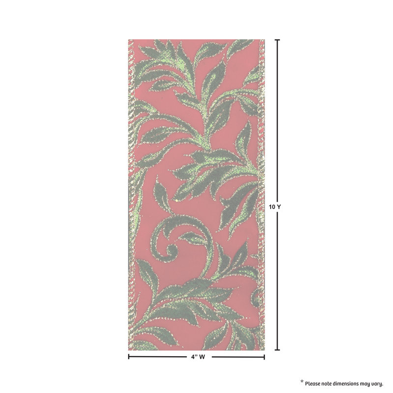 Printed Leaf Vine On Velvet Ribbon
