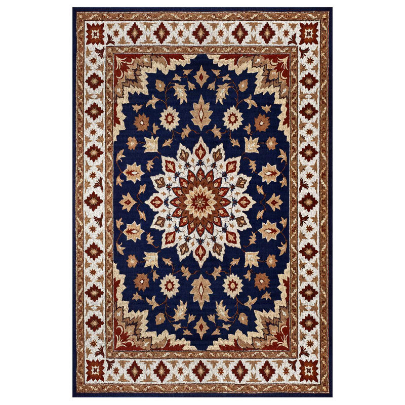 Nancy Collection Digital Print Cotton-Polyester Brown Moroccan Rug, Runner 6'7" x 13'2"