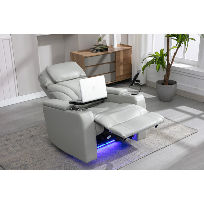 Fauteuil inclinable électrique Power Motion avec port de charge USB, rangement pour bras cachés, porte-gobelet pratique et haut-parleur Bluetooth