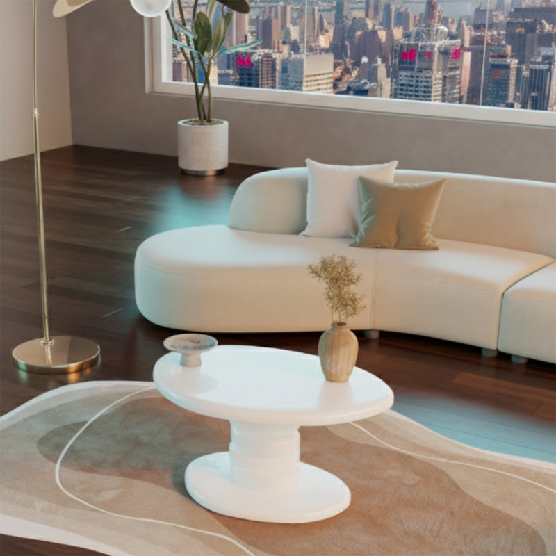 Table de bout en pavé moderne 30 po x 21 po x 15 po - blanc ultrabrillant (seulement avec table basse), Blanc